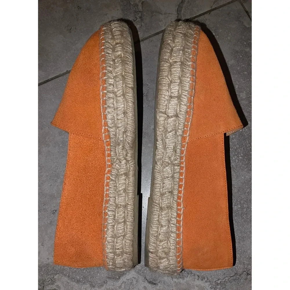 Jutelia Orange Suede Espadrille Flats Made in Spain Women‎ Size 39 Slip On Shoes